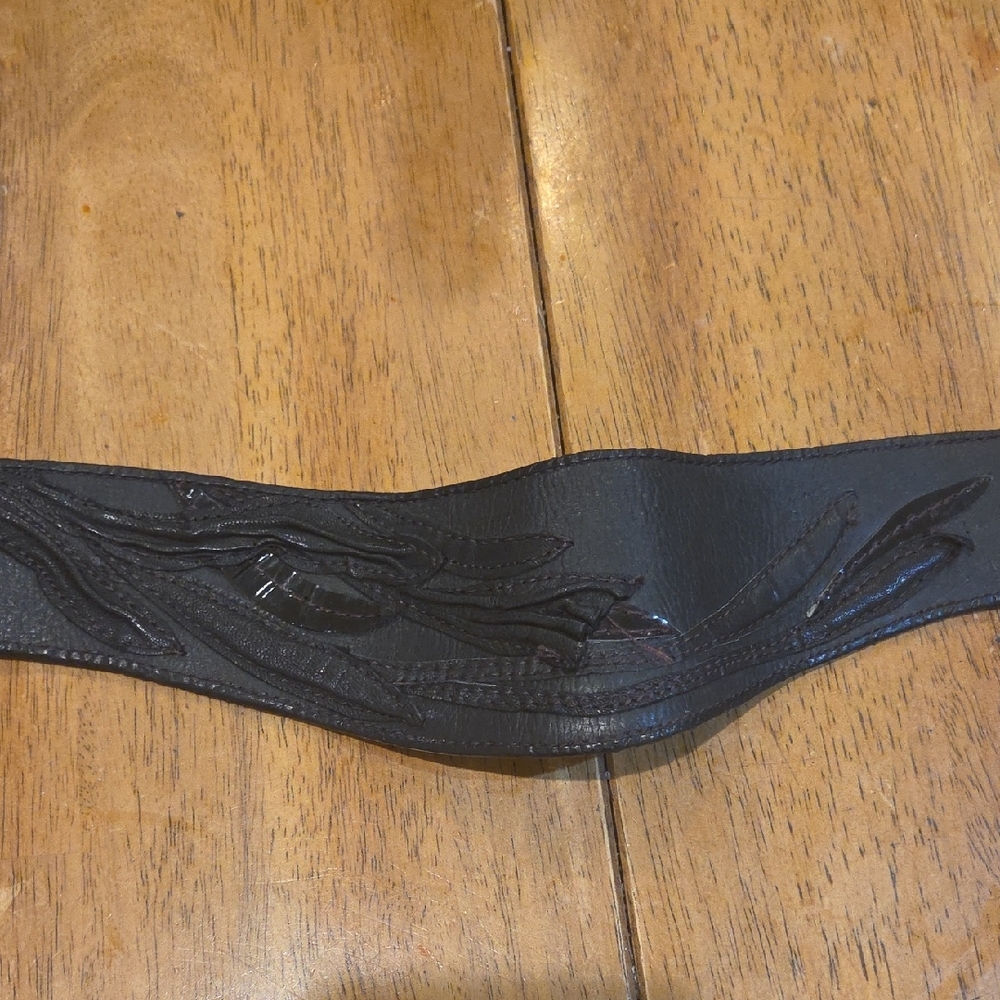 Elegant and UNIGUE Handmade  Women Designer Black Leather Belt.